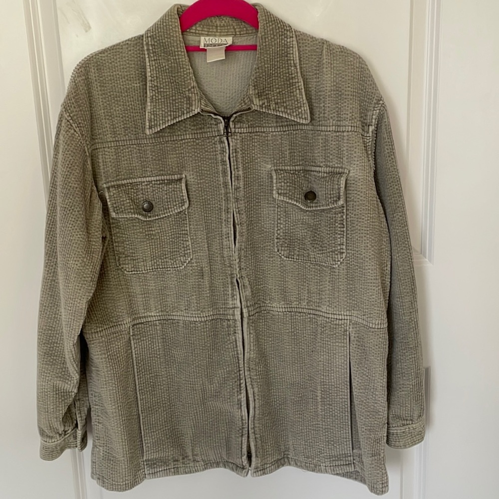 Vintage Cream Corduroy Full Zip Shacket Small